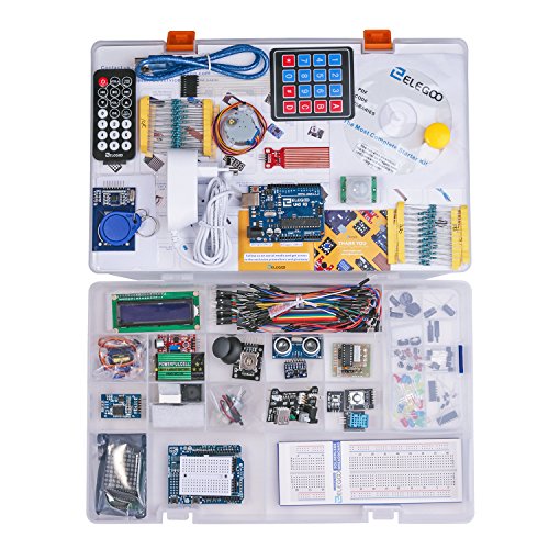 Elegoo Conjunto Avanzado de Iniciaci  n a Arduino UNO con Gu  as Tutorial en Espa  ol y Conjunto de Arduino UNO R3  a Dem  s de Rel   de 5V  Modulo de Fuente de Alimentaci  n Pantalla LCD1602  Servomotor  Motor Paso a Paso  Placa de Desarrollo de Prototipos  etc 