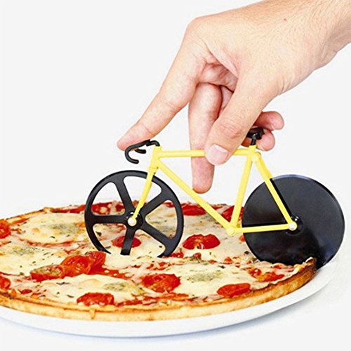 AIU Pizzaschneider Edelstahl Fahrrad Pizzaschneider -Gelb - 3
