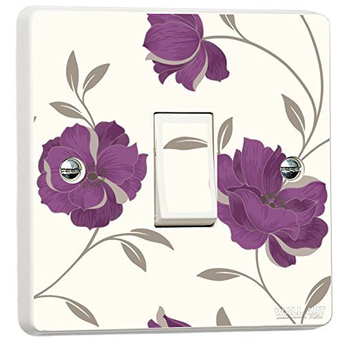 WALL ART DESIRE Purple Floral Light Switch Sticker Vinyl Arthouse Opera Charleston