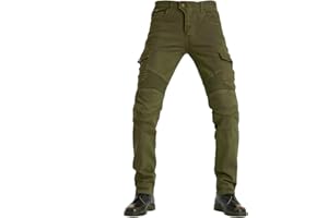 FSORB Pantaloni Moto Uomo, Traspirante Elastico Jeans, Kevlar Traspirante - Impermeabile E Antivento Pantaloni Protettivi Pantaloni Moto Uomo, 4 X Pad di Protezione