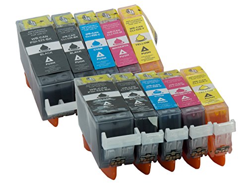 10er Set kompatible Druckerpatronen für CANON PGI-525 / CLI-526 mit CHIP | je 2x BK/PBK/C/M/Y | ersetzt Tintenpatronen für Canon Pixma IP4850 IP4950 IX6550 MG5150 MG5250 MG5350 MG6150 MG6250 MG8150 MX885 MX715 MX895