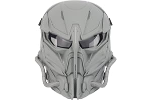 JOYASUS Tactical Airsoft Mask, Grey Lens Full Face Skull Paintball Protective Mask for Cs Wargame Halloween Cosplay Costume Party