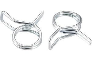 sourcing map Doble Cable Resorte Manguera Abrazadera 6mm Combustible Línea Silicona Manguera Tubo Resorte Clips Zinc Chapado 20Uds