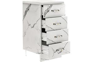 Shally Dogan Cassettiera Mobile Base per Cucina con 4 Cassetti, Mobiletto Componibile con Struttura in Legno Solida e Resistente, Organizer Dimensioni 40 x 50 x 85H cm (Marmo)