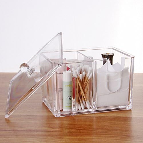 Vinallo Makeup Organiser Cotton Pads Holder Swab Jar Divider