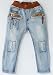 EKU Boys Ripped Splicing Washed Zipper Patched Denim Jeans Pants 7-8y blue