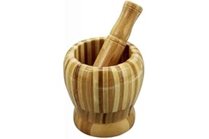 VR VETRINEINRETE Vetrineinrete® Mortaio con pestello in legno per pesto aglio avocado guacamole ricette utensili da cucina per spezie pepe grani 71505