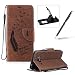 Produktbild Samsung Galaxy J3(2015 Modell) Lederhülle Brieftasche Handy Hülle Case,Samsung Galaxy J3(2015 Modell) Komplett Schutz Kartenfach Schutzhülle Tasche Leder Flip Case,Herzzer Standfunktion Staubdicht Mit Sprüche Lanyard [Feder Muster] Bookstyle Magnet Ultra Dünn Slim Portemonnaie Hülle Cover Schale Leder Wallet Case Shell Skin für Samsung Galaxy J3(2015 Modell) + 1 x Frei Schwarz Handy Halterung Ständer + 1 x Frei Schwarz Touch Pen Stift Stylus - Braun