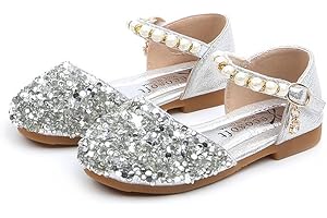 YOSICIL Niñas Zapatos de La Princesa de Lentejuelas Tacón Bajo Zapatos de Fiesta Antideslizante Latino Planos Bailarinas Cumpleaños Boda Infantil Zapatos para Niños Disfraces