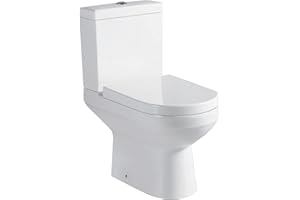 GO BATHROOMS Laynor Ceramic Close Coupled Toilet Includes Soft Closing Seat, Modern White Curved Design, Dual Flush, Bathroom Toilet WC