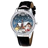 Moonuy 1PC Uhren für Frauen Uhr Weihnachten Leder Uhr Diamant Band Haken Schnalle Einfache Analog Quarz Vogue Armbanduhren GIF