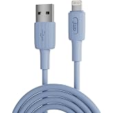 Juo 12W 2.4A USB-A to Lightning iPhone iPad İle Uyumlu Silikon Hızlı Şarj ve Data Kablosu Mavi 1 Metre
