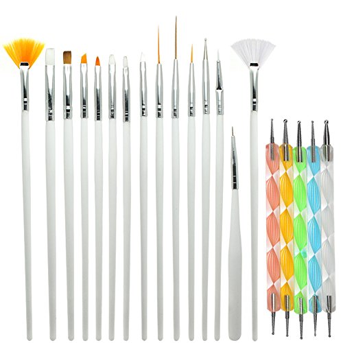 Blue Vessel 15 x Nagel Kunst Malerei Pen / Pinsel Set Plus 5 x Nail Art Dotting Tools