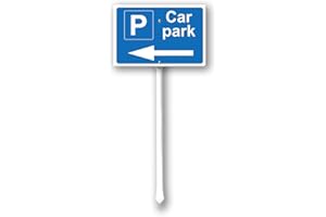 GEROCLONUP Car park this way left arrow Sign, 12" x 8" Yard Sign with Stake, Easy to Mount, Lawn Sign
