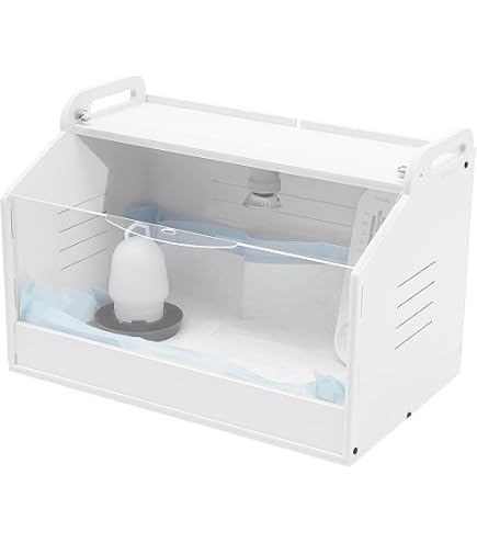 Küken-Brutbox Komplettset – 48x30x30 Cm, Mit Heizlampe, Tränke, Thermometer, Grau