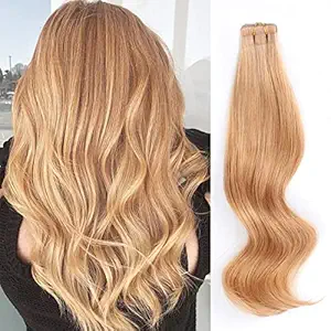 Amazingbeauty Semi-permanent Tape Attached Real Remi/Remy Human Hair Tape in Extensions 50g/20pcs Skin Weft Tape Attached Invisible Seamless Strawberry/Honey/Caramel Blonde Color #27 18 Inch