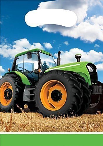 Creative Party Tractor Time Plastic Party Loot Bags (8 Pack)