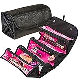 Black Portable Folding Bellows Travel Makeup and Wash Bag