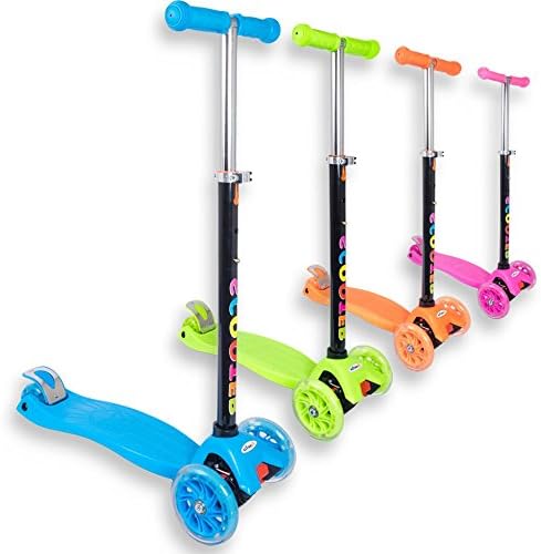 Staro Kick Scooter 3 Wheels Strong DEL light Adjustable T-bar Height Easy Learning for Children 4 to 10 Years - Blue