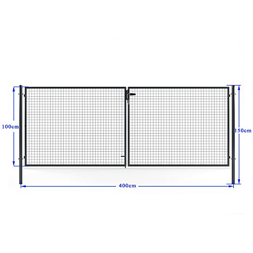 Gartentor Tor Doppelflügeltor inkl Pfosten 400×150 cm Anthrazit Einfahrtstor Hoftor - 2