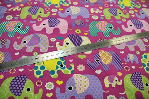 Stoff / Kinder/ Meterware / ab 25cm / beste Jersey-Qualität / Jersey Elefanten auf lila / violettem Hintergrund - 2