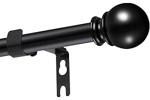 POSKENA Asta per Tende Nera, 67-187cm Bastone Tenda Estensibile con Estremità Rotonde per Finestre di Camera da Letto e Ufficio