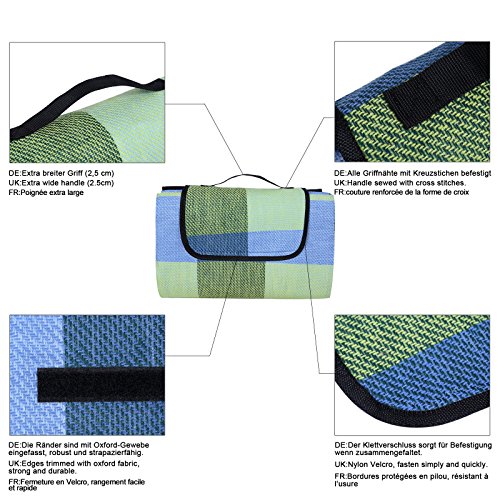 Songmics® 195 x 150 cm Wasserdichte Picknickdecke Campingdecke Stranddecke Mit Tragegriff GCM50C - 4
