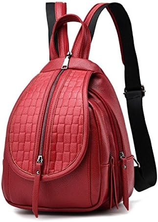 NBAG Women's Backpack Casual Dual-use Chest Fashion Wild Weaving Backpack College Wind School Bag,Red