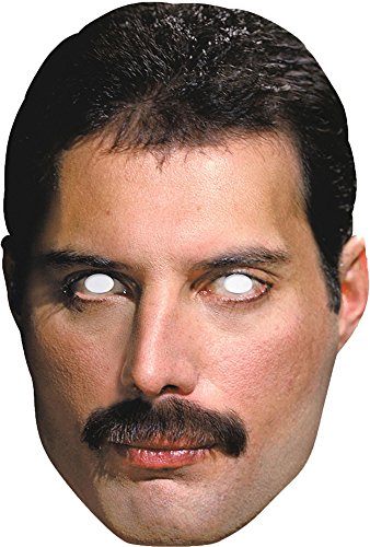 Freddie Mercury Queen Partymaske aus hochwertigem Karton mit Augenlöchern und Gummiband