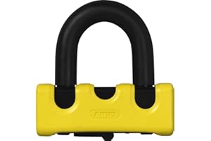 ABUS Lucchetto per disco freno GRANIT™ Power XS 67 con cilindro XPlus™ - Lucchetto per moto con doppio grillo e cavo di richiamo - Accessori per moto - Giallo