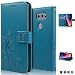 Produktbild LG V30 Hülle, achoTREE Glückliche Blumen Handyhülle für LG V30 Schutzhülle, TPU & PU Leder Schale mit Magnetverschluss + [3 × Soft Nano-Technologie Schutzfolie] Blau 6.0 Zoll