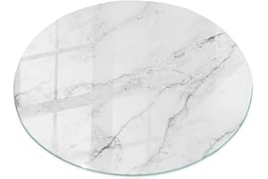 TULUP Plaque de Table en Verre ⌀ 50 cm Circulaire Décor Élégant Durable Decoratif pour Le Salon, la Cuisine et la Salle à Manger Surface Lisse Verre Trempé - Motif Surface en marbre