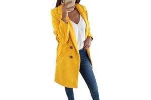 Onsoyours Manteau Jacket Trench Coat Femme Gilet Blazer Manteau Hiver Femme Bouton de Mode Long Veste OL Vintage Chaud Manches Longues en Laine