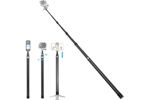 KoveYzao 46-295CM Unsichtbarer Selfie-Stick, ausziehbare Stange mit 5 Abschnitten, mit 1/4-Zoll-Kamera- und Stativgewinde, mit Sicherheits-Drehverschluss, für Insta 360, Handy und Action-Kameras