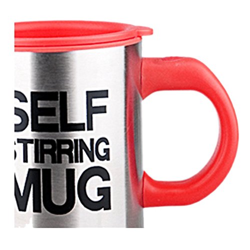 Kaffee Mischbecher – TOOGOO(R) „Self Stirring Mug“ Edelstahl Elektrische Faule Selbstmischender Kaffee Tee Mischbecher im Buero ode zu Hause Rot 300 ml - 3
