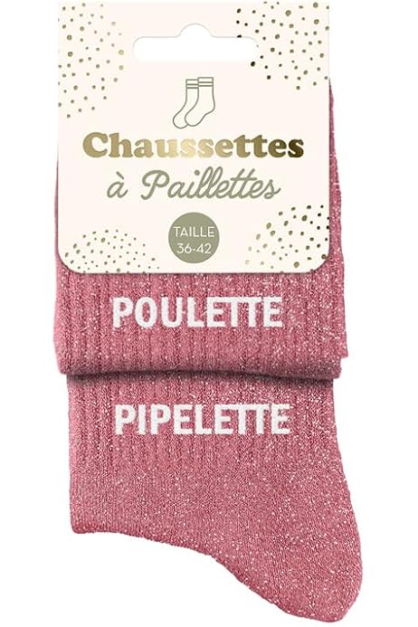 Chaussettes Dépareillées Paillettes "Team" & "Connasse" - Taille 36-42, Look Décalé
