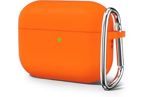 Oakxco für Airpods Pro Hülle, Airpods Pro 2 Hülle Silikon Bunt Matt Glatt Dünn Weich Gummi Airpods Pro/Pro 2 Generation Case, Mädchen Einfarbig Plastik Slim TPU Silikonhülle Karabiner, Neon Orange