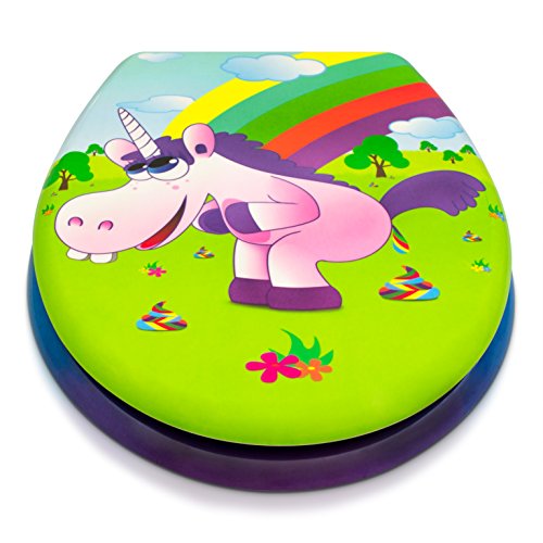 Premium WC Sitz mit Absenkautomatik – „Drunky Unicorn“ Design – Toilettendeckel aus Duroplast inkl. Montagesatz – VENKON - 4