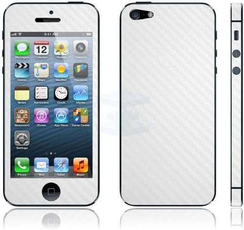 White Carbon Fibre Fiber Style Decal Kit for iPhone 5 - Full Body Vinyl Skin Sticker