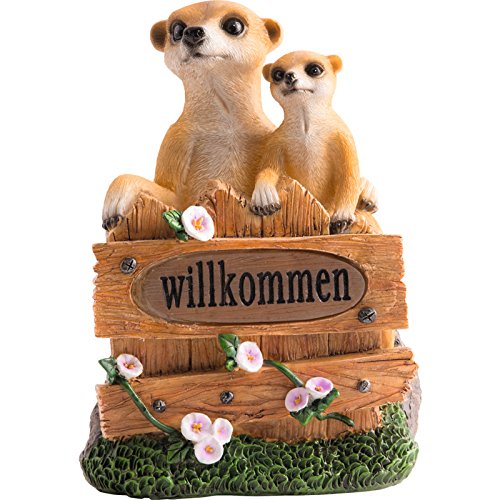 insatech Solar LED Leuchte Erdmännchen TILL & TOBI mit Willkommensschild