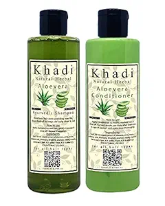 Khadi Natural Herbal Parabens free Aloevera Shampoo & Hydrating Aloevera Conditioner Combo Pack (Each 200 ml)