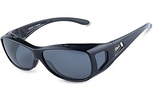 DUCO Herren und Damen Fit Over Sonnenbrille Polarisiert Unisex Brille UV400 Schutz Wrap Around Blendschutz Überbrille für Brillenträger Kleine Größe