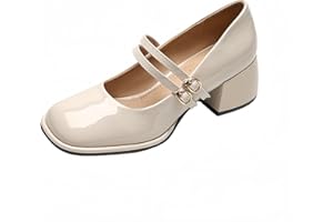 FQLGJMY Plateforme en Cuir breveté pour Femmes Mary Janes Robe Pompes Gothique Chaussures à Talons Gros Bas Douce Lolita fermée Orteil Cheville Bracelet réglable