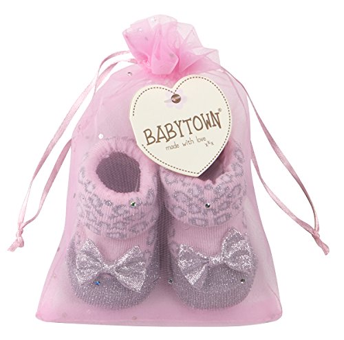 BABYTOWN Baby Girls Socks Booties Sparkly Animal Print Organza Bag 0-12 Months