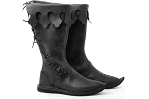 Mooke Gothic Ritter Prinz Retro Bandage Leder Stiefel Halloween Karneval Bühnenparty Handgefertigte Flache Schuhe Mittelalterliche Elf Einzelstiefel Alltagsgebrauch