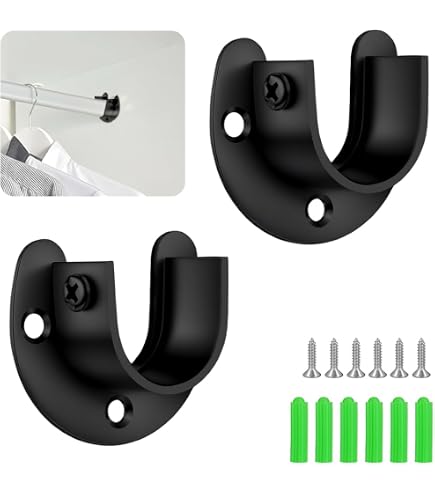 Lot de 4 supports de tringle en acier inoxydable pour penderie, penderie en forme de U, support Lot de 4 supports de tringle en acier inoxydable pour penderie, penderie en forme de U, support