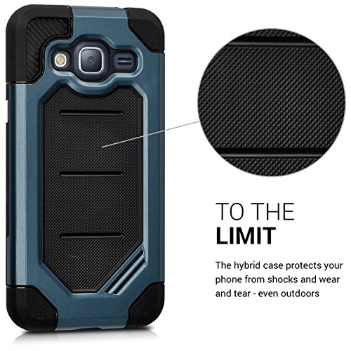 kwmobile HÃ¼lle fÃ¼r Samsung Galaxy J3 (2016) DUOS - HybridhÃ¼lle Dual Case Handy SchutzhÃ¼lle TPU Silikon - Hybrid Cover Tresor Design Dunkelblau Schwarz
