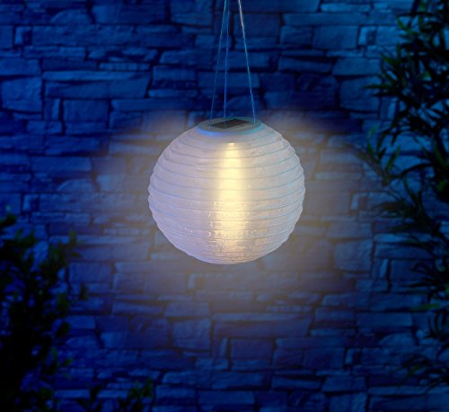 Lunartec Solar-LED-Lampion mit Dämmerungs-Sensor, IP44, warmweiß, 30 cm Ø - 4