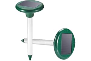 Wesimplelife Solar Mole Repeller Ultrasonic Mole Repellent Animal Deterrent Rodent Repellent Control Gopher, Vole, Squirrel, Snake Chaser IP55 Waterproof for Outdoor Garden Farm Yard (2 Pack)