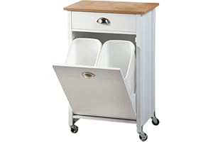 Kesper Carrello da Cucina con Sistema di separazione della Spazzatura, 50 x 37 x 79 cm, Legno, Bianco, Taglia Unica